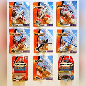 Matchbox Sky Busters Rescue Helicopter/Airplanes Only lot of 9 MBX Metal NEW